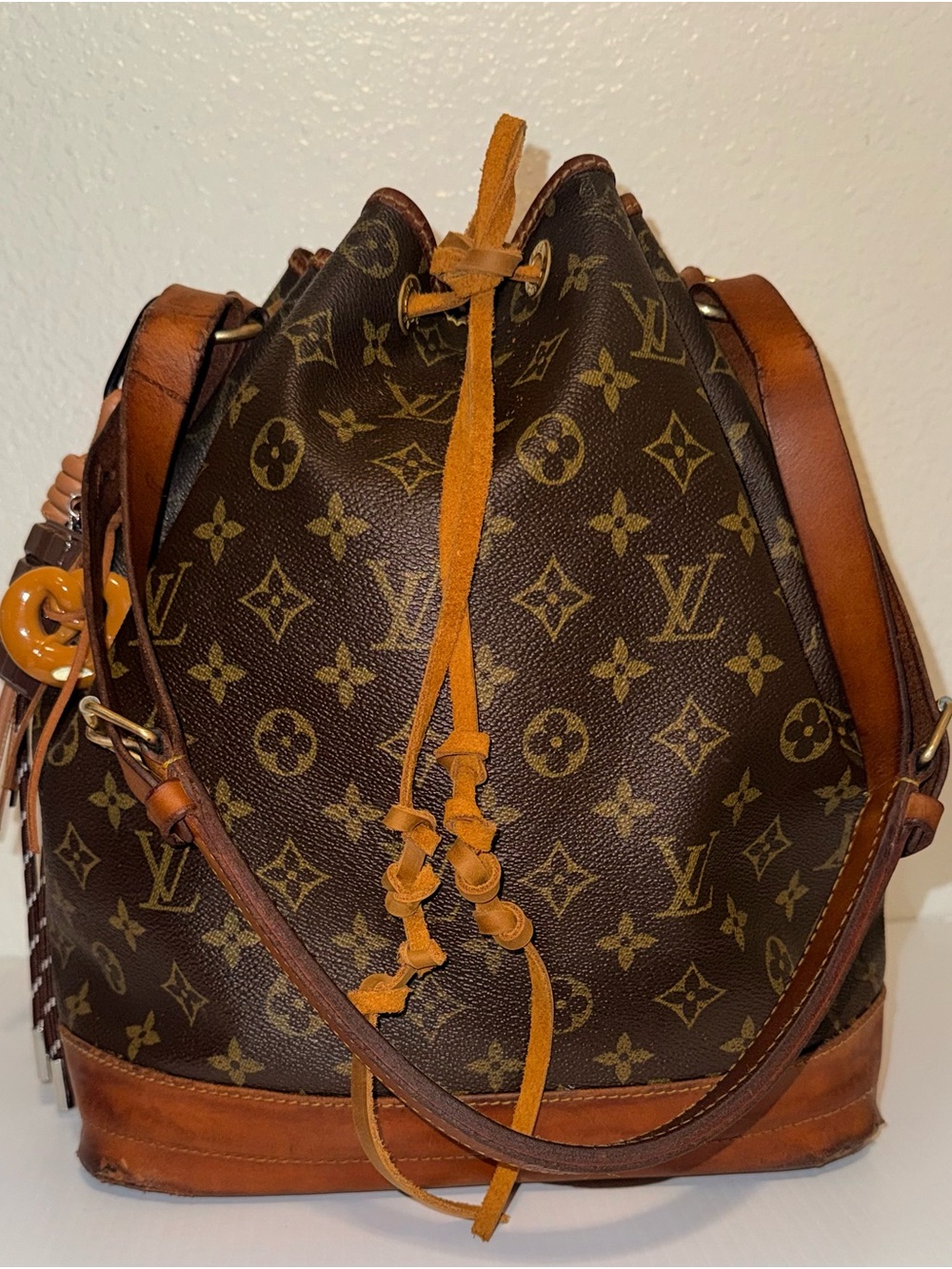 Louis Vuitton Brown Monogram Canvas Hobo with Tan Leather Trim